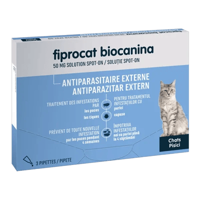 Fiprocat 50 mg - Antiparasitaire externe chat - 3 pipettes - BIOCANINA