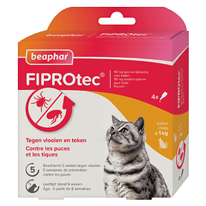 Fiprotec - Pipettes puces et tiques pour chat - 50 mg - 4 Pipettes - BEAPHAR