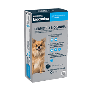 Permetrix - 200 mg / 40 mg - Antiparasitaire - Chien - moins de 4 kg - 3x0,4 ml - BIOCANINA