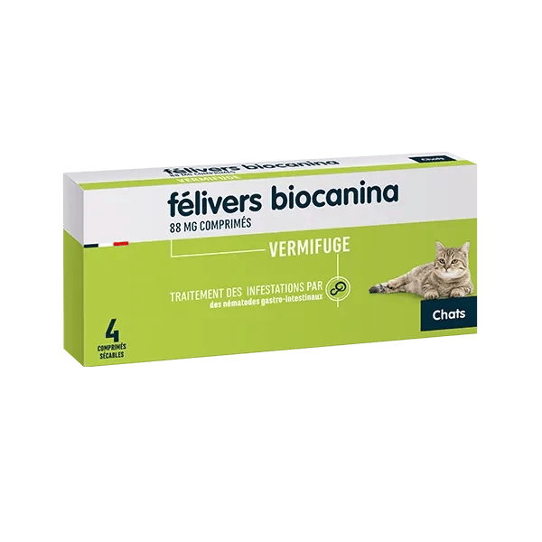 Félivers - Vermifuge - Chat - 4 comprimés - BIOCANINA